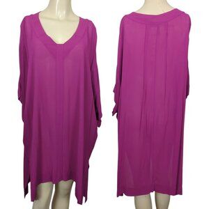 BCBGMAXAZRIA Sarrah Tunic Dress Sz M Sz L Boysenberry Rayon Oversize Kaftan Boho